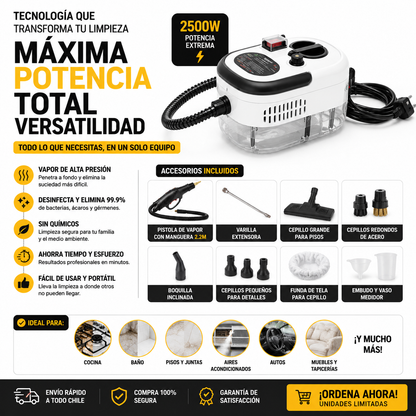 Limpiador A Vapor Presion 2500w Portatil