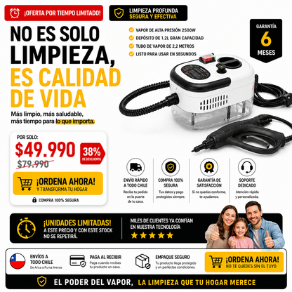 Limpiador A Vapor Presion 2500w Portatil