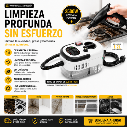 Limpiador A Vapor Presion 2500w Portatil