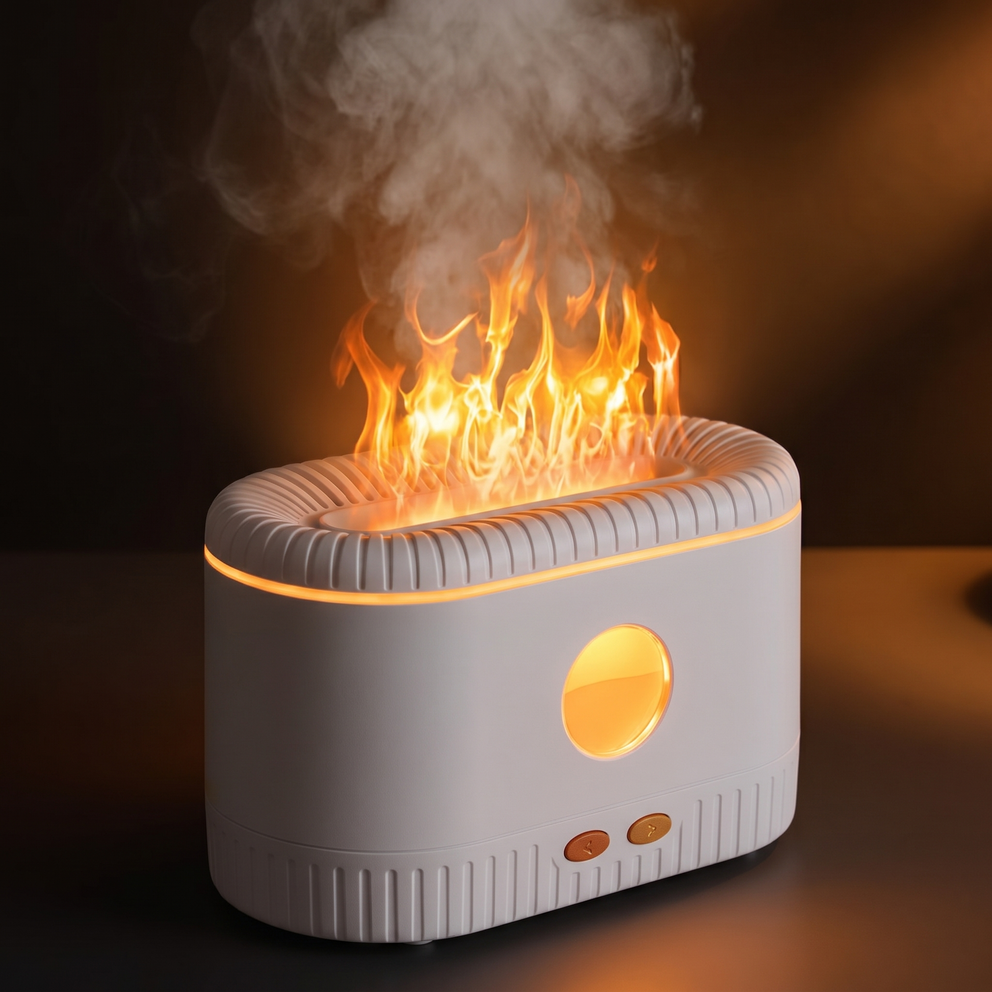 Detalle efecto llama y niebla del humidificador
