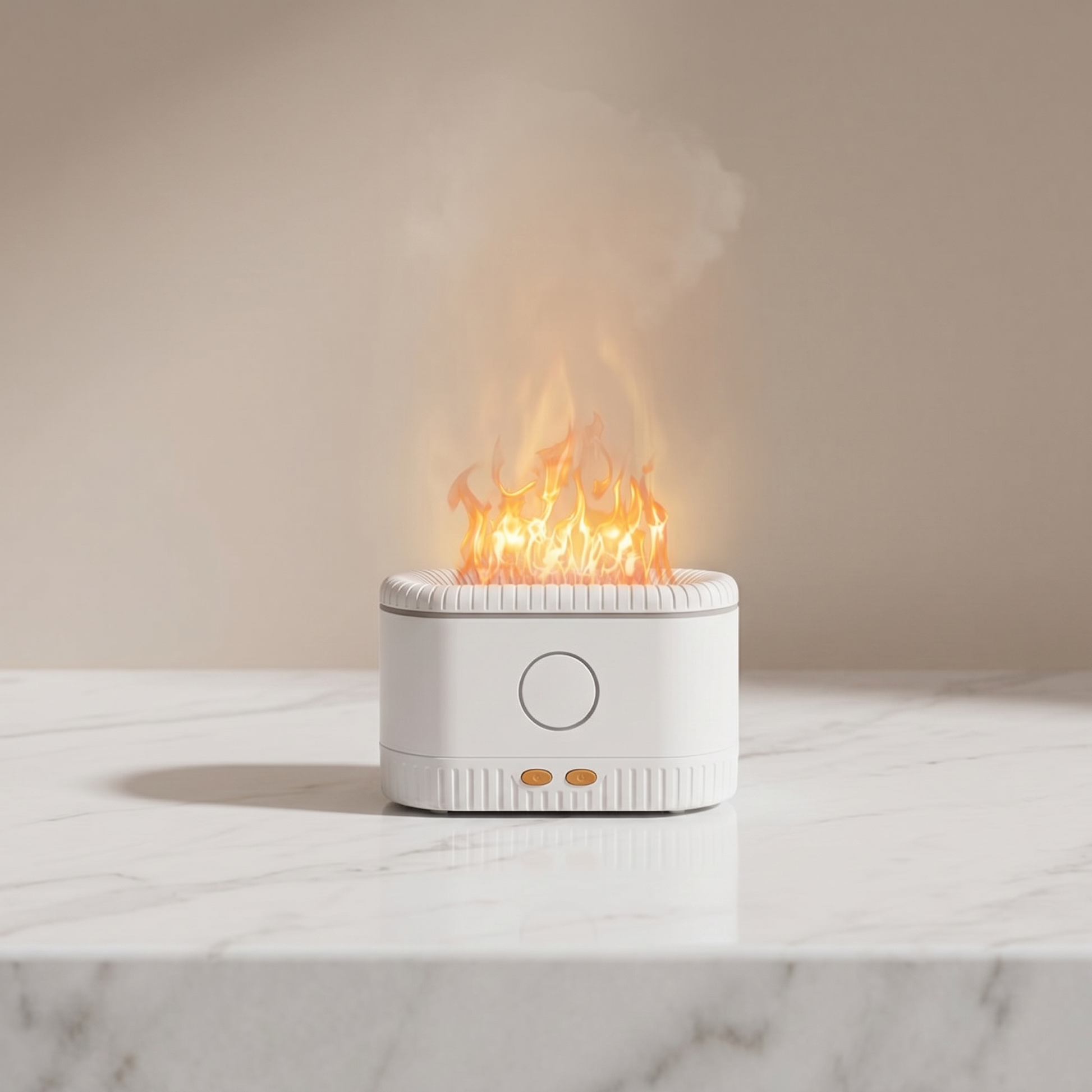 Humidificador efecto llama sobre mármol