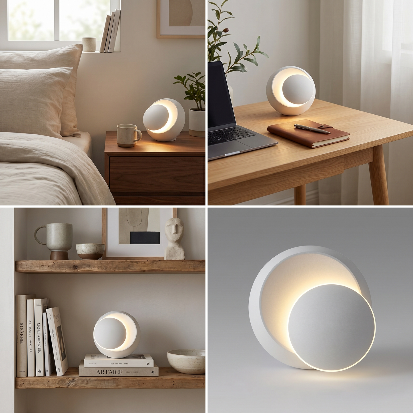 Lámpara de luna LED en dormitorio